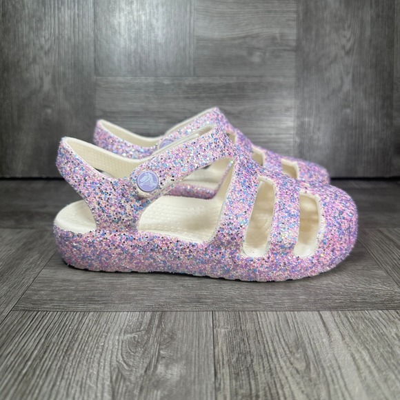 CROCS Other - Crocs Fisherman Sandal Kids C11 Pink Glitter Sparkly Lightweight NEW